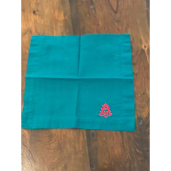 Vintage 1970's Christmas Cotton Cocktail Napkins (4) - Picture 3 of 6